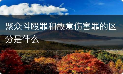 聚众斗殴罪和故意伤害罪的区分是什么