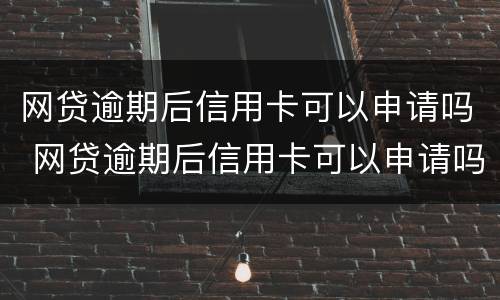 网贷逾期后信用卡可以申请吗 网贷逾期后信用卡可以申请吗