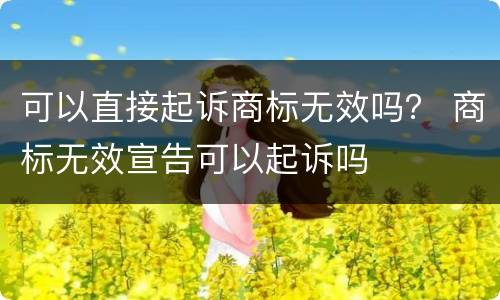 可以直接起诉商标无效吗？ 商标无效宣告可以起诉吗