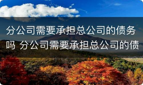 分公司需要承担总公司的债务吗 分公司需要承担总公司的债务吗合法吗