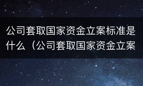 公司套取国家资金立案标准是什么（公司套取国家资金立案标准是什么规定）