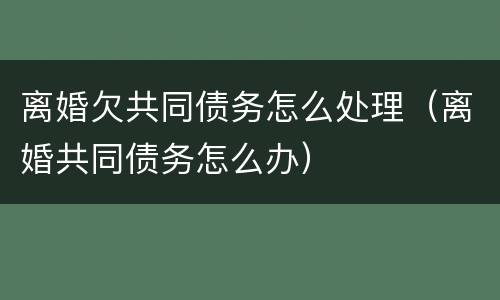 离婚欠共同债务怎么处理（离婚共同债务怎么办）