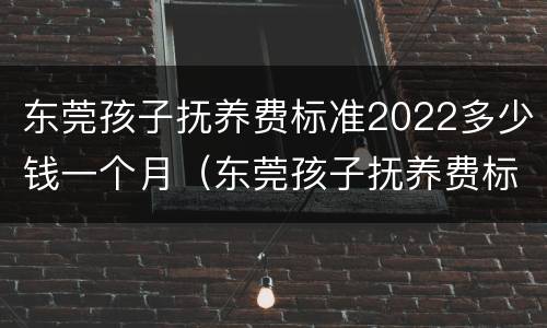 东莞孩子抚养费标准2022多少钱一个月（东莞孩子抚养费标准2022多少钱一个月呢）