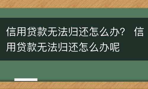 信用贷款无法归还怎么办？ 信用贷款无法归还怎么办呢