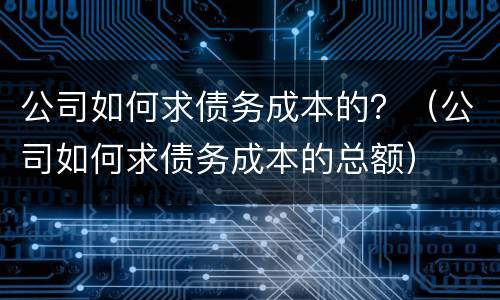 公司如何求债务成本的？（公司如何求债务成本的总额）