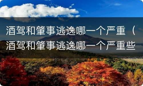 酒驾和肇事逃逸哪一个严重（酒驾和肇事逃逸哪一个严重些）