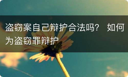 盗窃案自己辩护合法吗？ 如何为盗窃罪辩护