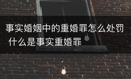 事实婚姻中的重婚罪怎么处罚 什么是事实重婚罪