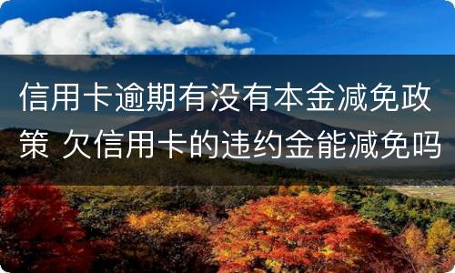 信用卡逾期有没有本金减免政策 欠信用卡的违约金能减免吗