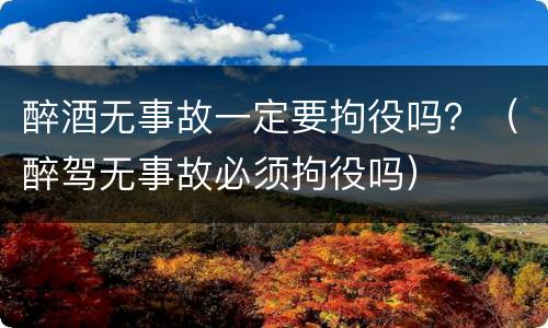醉酒无事故一定要拘役吗？（醉驾无事故必须拘役吗）