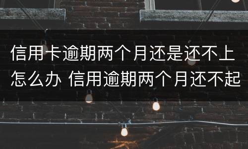 信用卡逾期两个月还是还不上怎么办 信用逾期两个月还不起怎么办