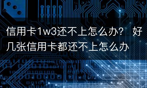 信用卡1w3还不上怎么办？ 好几张信用卡都还不上怎么办