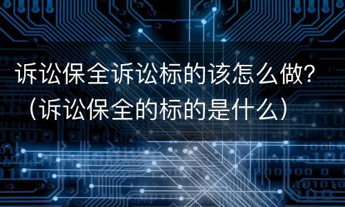 诉讼保全诉讼标的该怎么做？（诉讼保全的标的是什么）