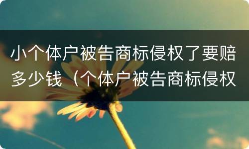 小个体户被告商标侵权了要赔多少钱（个体户被告商标侵权怎么应诉）