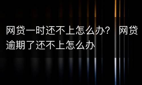 网贷一时还不上怎么办？ 网贷逾期了还不上怎么办