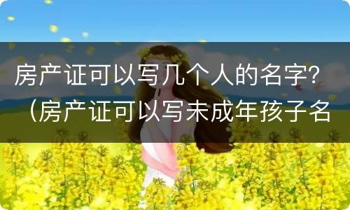 房产证可以写几个人的名字？（房产证可以写未成年孩子名字吗）