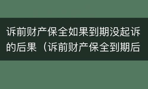 诉前财产保全如果到期没起诉的后果（诉前财产保全到期后没有起诉）