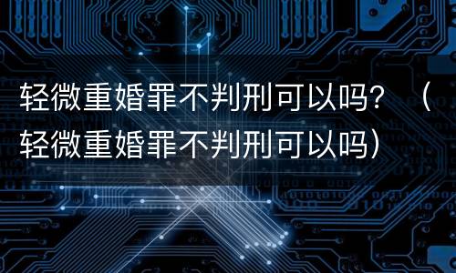轻微重婚罪不判刑可以吗？（轻微重婚罪不判刑可以吗）