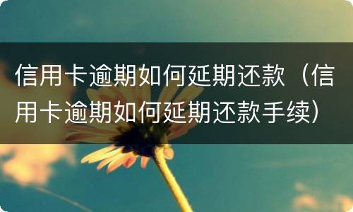 信用卡逾期如何延期还款（信用卡逾期如何延期还款手续）
