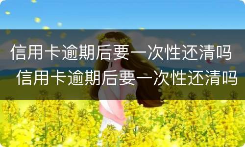 信用卡逾期后要一次性还清吗 信用卡逾期后要一次性还清吗怎么办