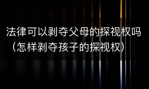 法律可以剥夺父母的探视权吗（怎样剥夺孩子的探视权）