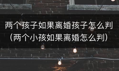 两个孩子如果离婚孩子怎么判(两个小孩如果离婚怎么判) 两个孩子如果离婚孩子怎么判(两个小孩如果离婚怎么判)