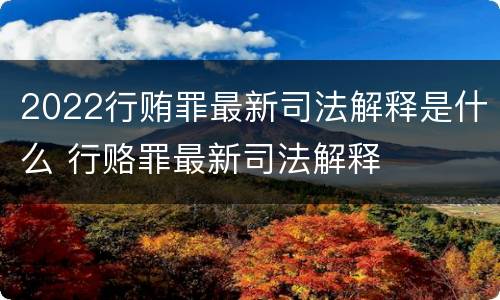 2022行贿罪最新司法解释是什么 行赂罪最新司法解释