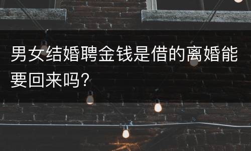 男女结婚聘金钱是借的离婚能要回来吗?