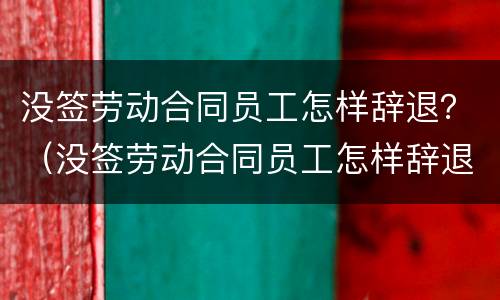 没签劳动合同员工怎样辞退？（没签劳动合同员工怎样辞退赔偿）