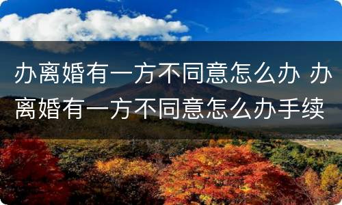 办离婚有一方不同意怎么办 办离婚有一方不同意怎么办手续