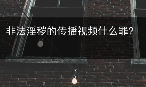 非法淫秽的传播视频什么罪？