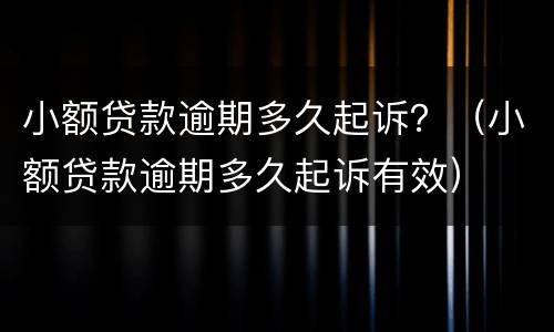 小额贷款逾期多久起诉？（小额贷款逾期多久起诉有效）