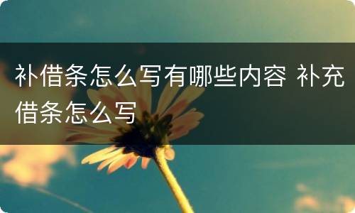补借条怎么写有哪些内容 补充借条怎么写
