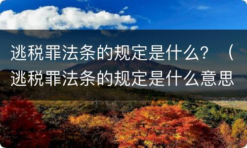 逃税罪法条的规定是什么？（逃税罪法条的规定是什么意思）