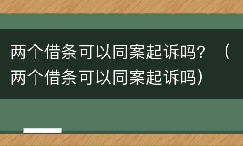 两个借条可以同案起诉吗？（两个借条可以同案起诉吗）
