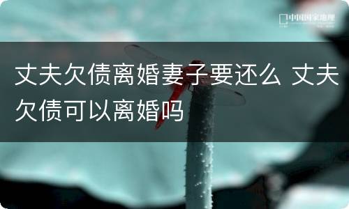 丈夫欠债离婚妻子要还么 丈夫欠债可以离婚吗