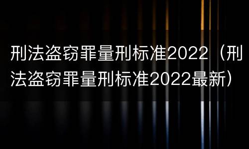刑法盗窃罪量刑标准2022（刑法盗窃罪量刑标准2022最新）