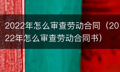 2022年怎么审查劳动合同（2022年怎么审查劳动合同书）