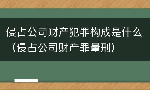 侵占公司财产犯罪构成是什么（侵占公司财产罪量刑）