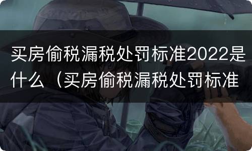 买房偷税漏税处罚标准2022是什么（买房偷税漏税处罚标准2019）