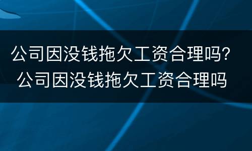 公司因没钱拖欠工资合理吗？ 公司因没钱拖欠工资合理吗