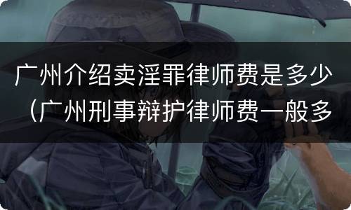 广州介绍卖淫罪律师费是多少（广州刑事辩护律师费一般多少）