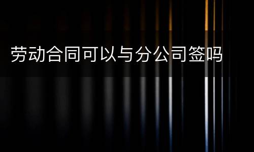 劳动合同可以与分公司签吗