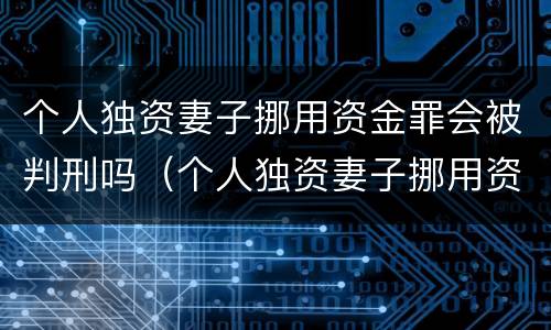 个人独资妻子挪用资金罪会被判刑吗（个人独资妻子挪用资金罪会被判刑吗）