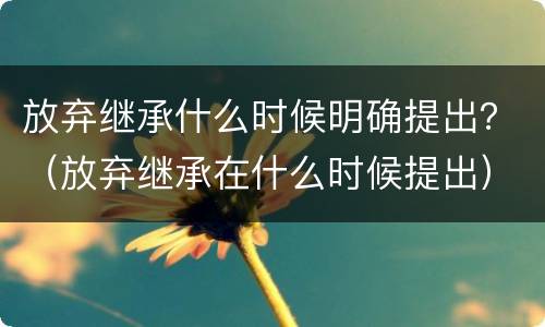 放弃继承什么时候明确提出？（放弃继承在什么时候提出）