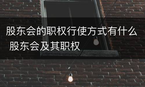 股东会的职权行使方式有什么 股东会及其职权