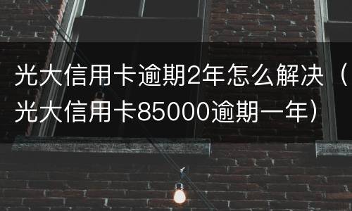 光大信用卡逾期2年怎么解决（光大信用卡85000逾期一年）
