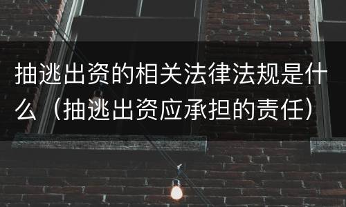 抽逃出资的相关法律法规是什么（抽逃出资应承担的责任）