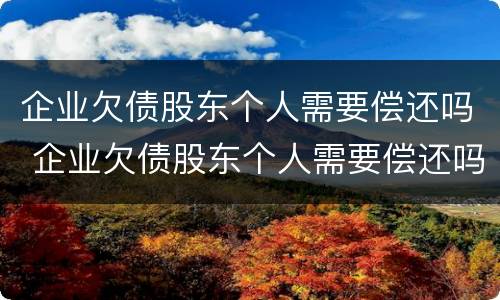 企业欠债股东个人需要偿还吗 企业欠债股东个人需要偿还吗合法吗