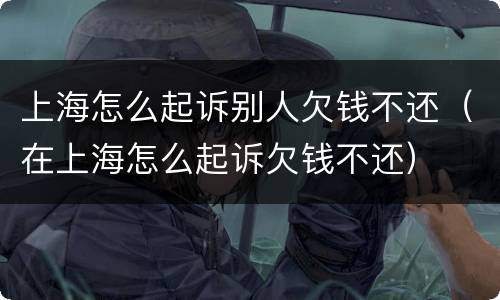 上海怎么起诉别人欠钱不还（在上海怎么起诉欠钱不还）